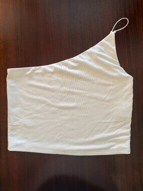 Forever 21 White One Shoulder Asymmetrical Crop Top XL